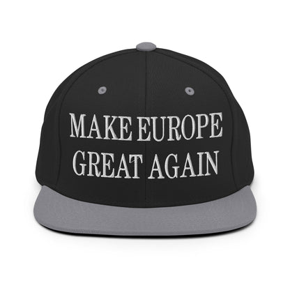 Make Europe Great Again Embroidered Flat Bill Brim Snapback Hat Black Silver