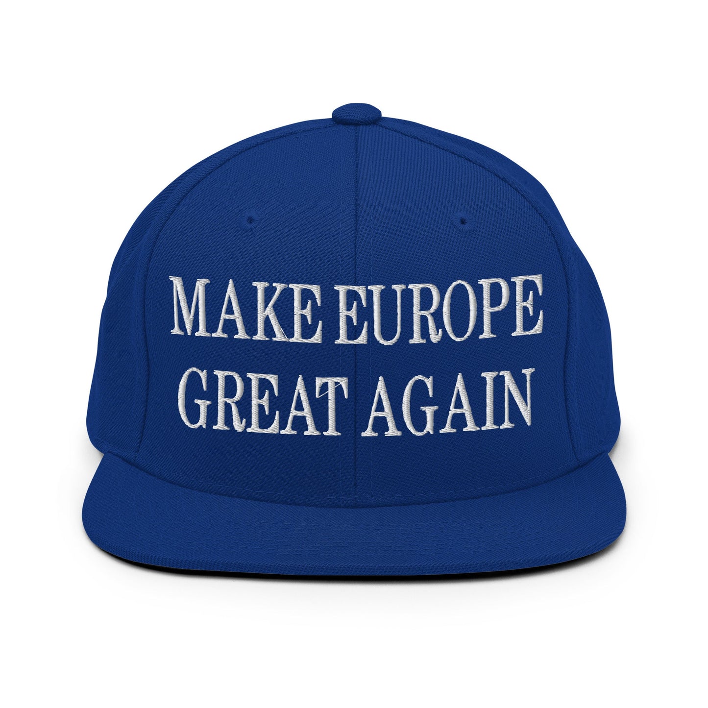 Make Europe Great Again Embroidered Flat Bill Brim Snapback Hat Royal Blue