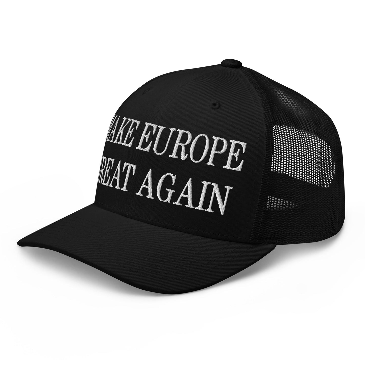 Make Europe Great Again Embroidered Mesh Trucker Hat Black