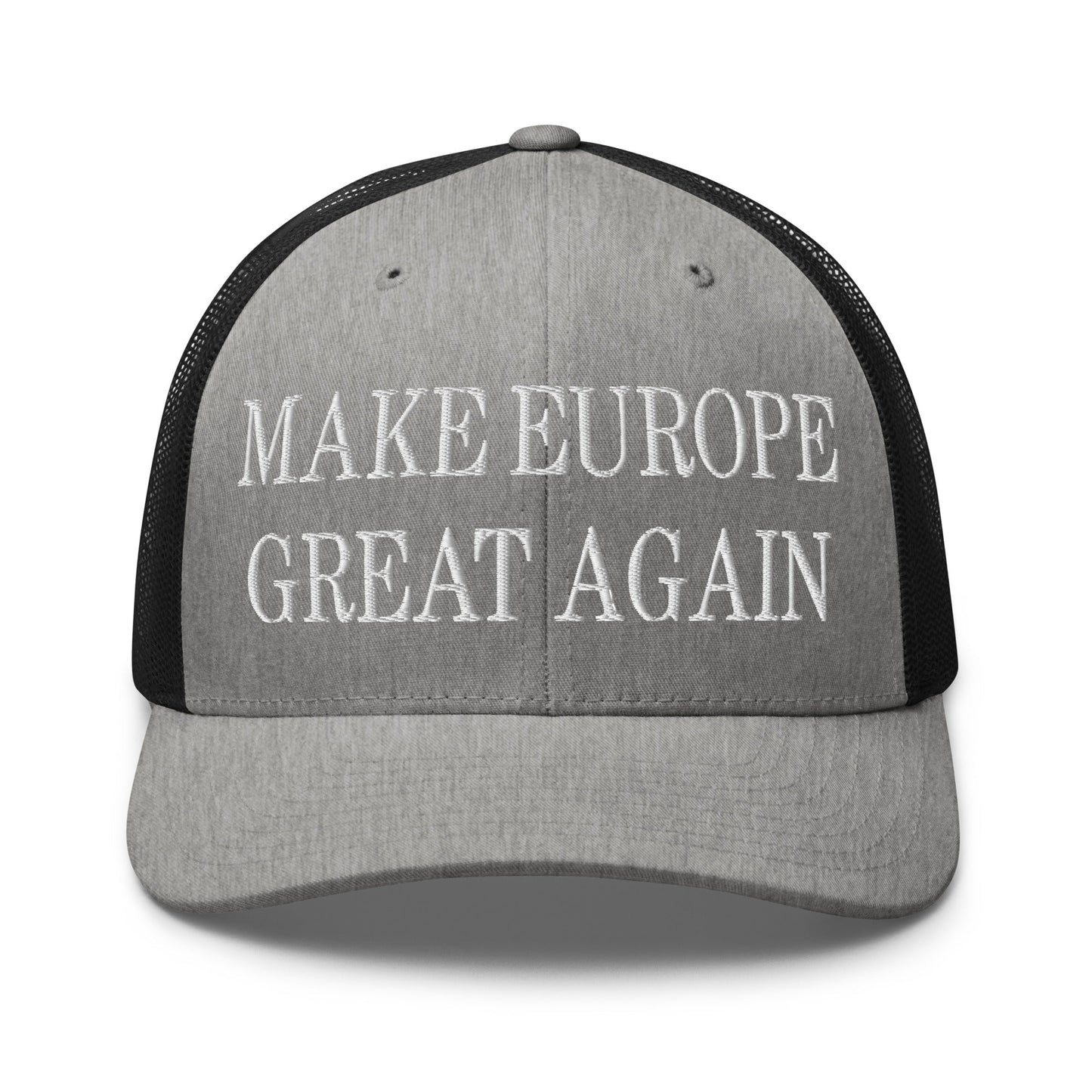 Make Europe Great Again Embroidered Mesh Trucker Hat Heather Black