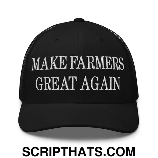 Make Farmers Great Again Embroidered Mesh Trucker Hat Black