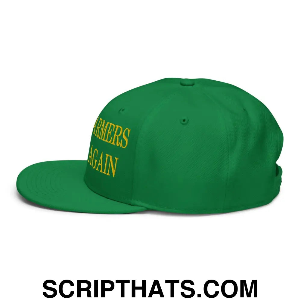 Make Farmers Great Again Green Yellow Embroidered Flat Bill Brim Snapback Hat Default Title