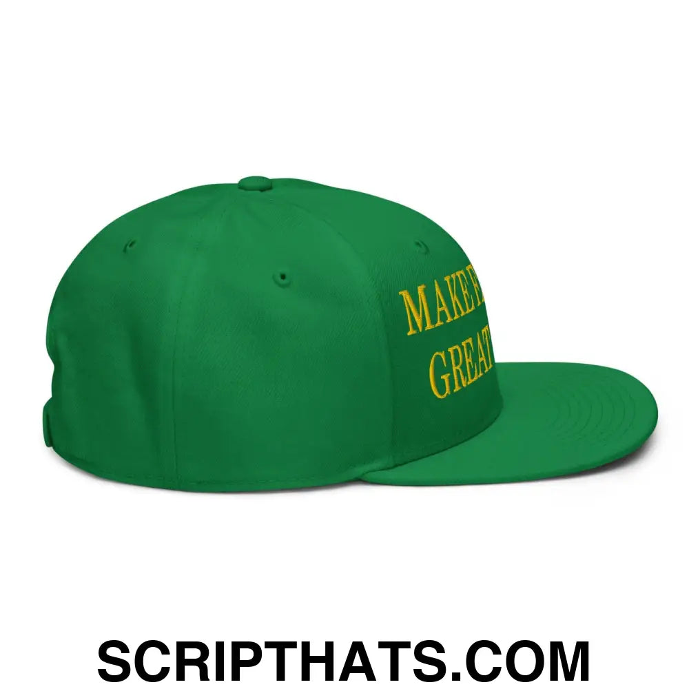 Make Farmers Great Again Green Yellow Embroidered Flat Bill Brim Snapback Hat Default Title