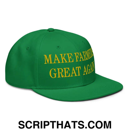 Make Farmers Great Again Green Yellow Embroidered Flat Bill Brim Snapback Hat Default Title