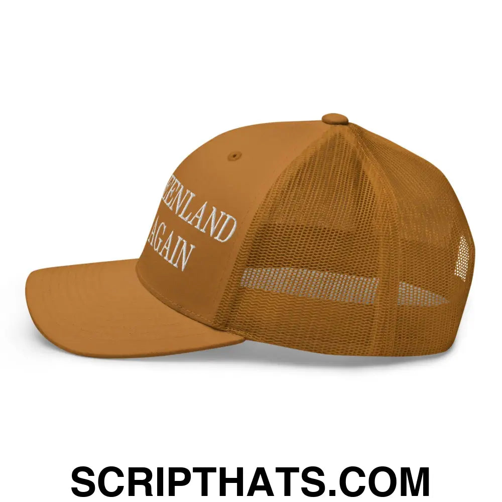 Make Greenland Great Again Embroidered Mesh Trucker Hat Caramel