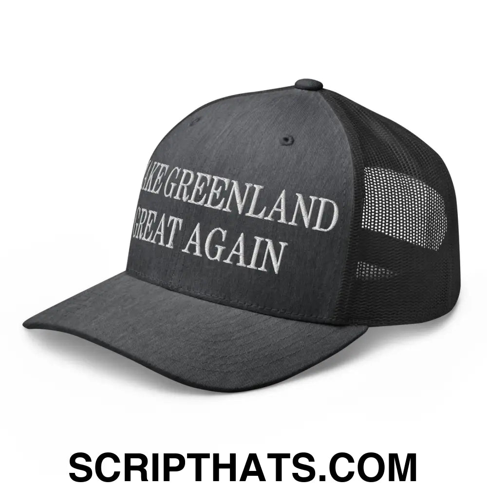 Make Greenland Great Again Embroidered Mesh Trucker Hat Dark Heather Gray