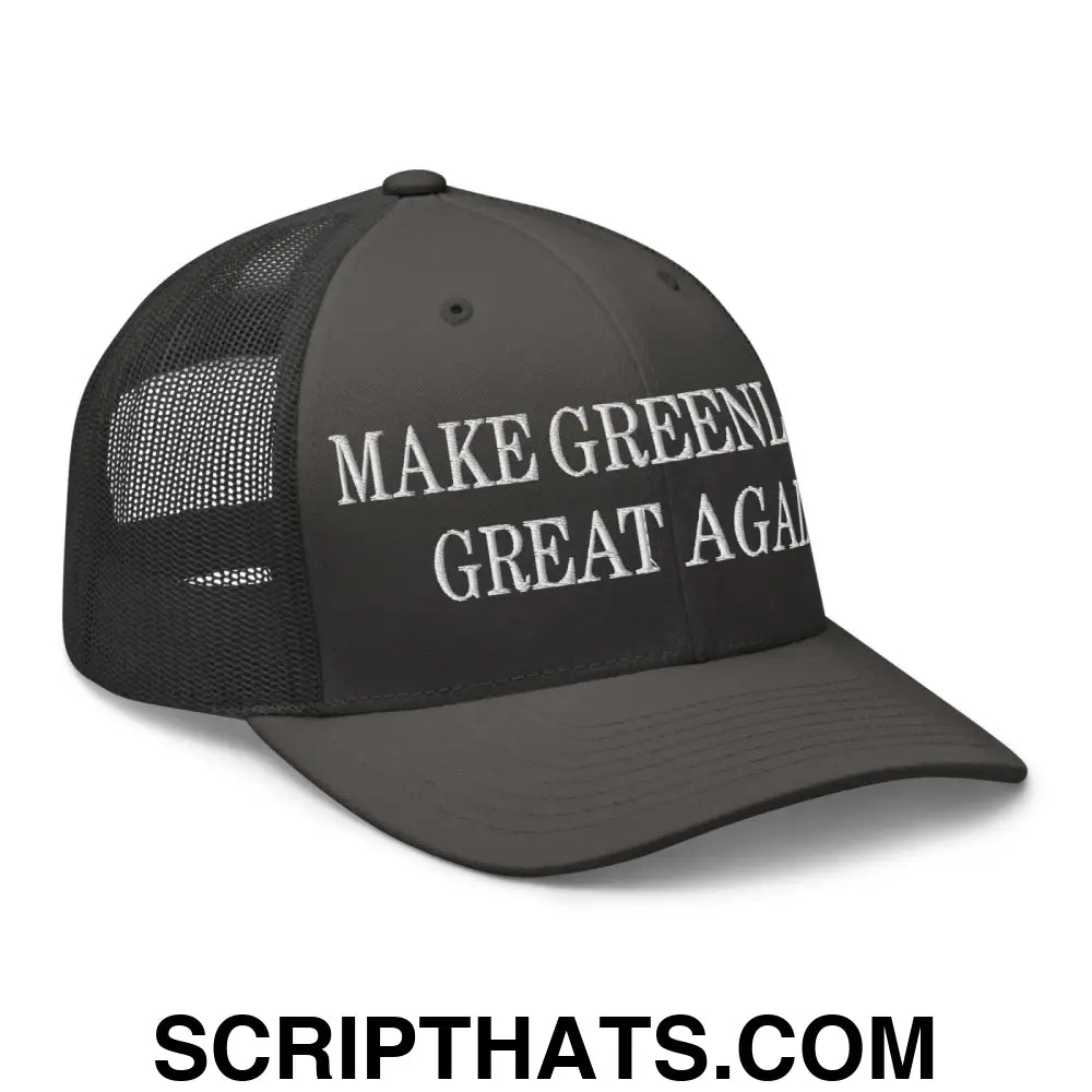 Make Greenland Great Again Embroidered Mesh Trucker Hat Charcoal