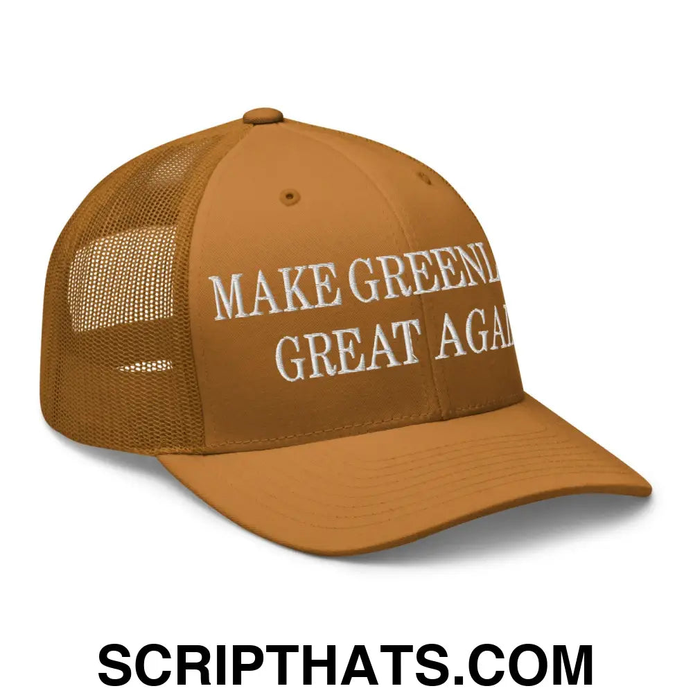 Make Greenland Great Again Embroidered Mesh Trucker Hat Caramel