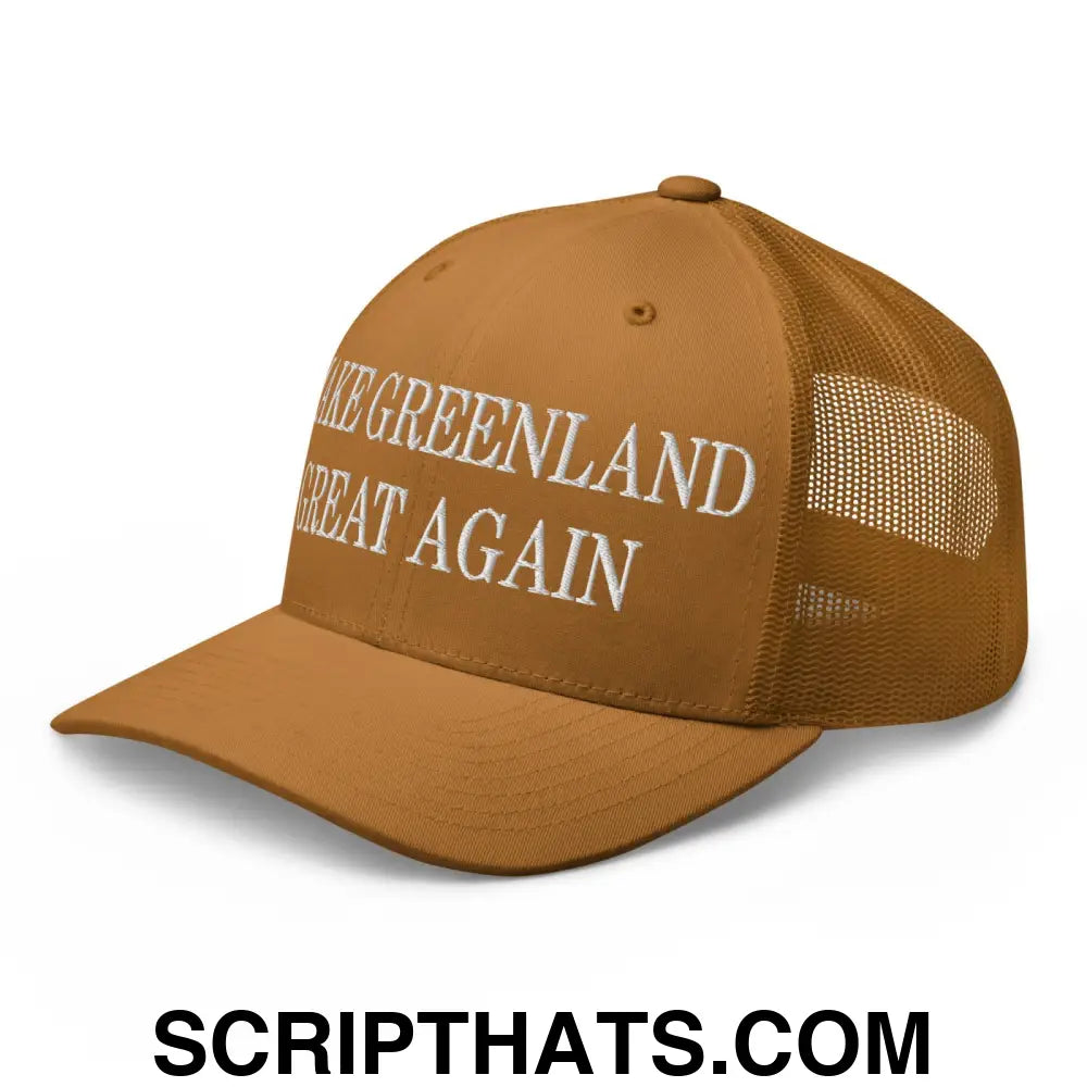 Make Greenland Great Again Embroidered Mesh Trucker Hat Caramel