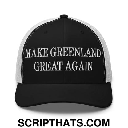 Make Greenland Great Again Embroidered Mesh Trucker Hat Black White