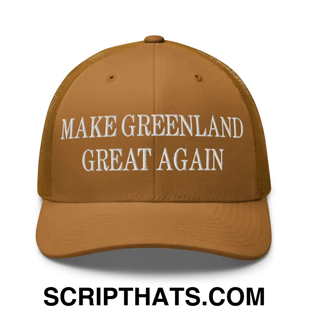 Make Greenland Great Again Embroidered Mesh Trucker Hat Caramel