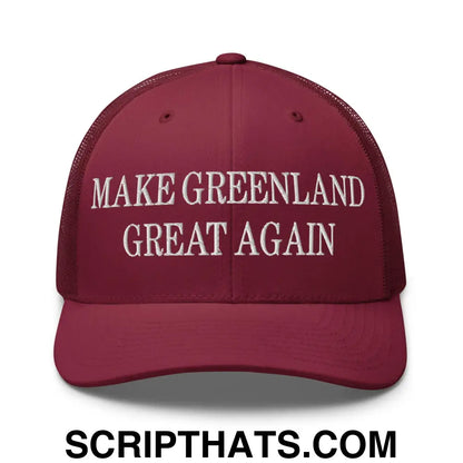 Make Greenland Great Again Embroidered Mesh Trucker Hat Cranberry