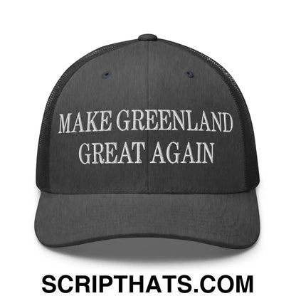 Make Greenland Great Again Embroidered Mesh Trucker Hat Dark Heather Gray