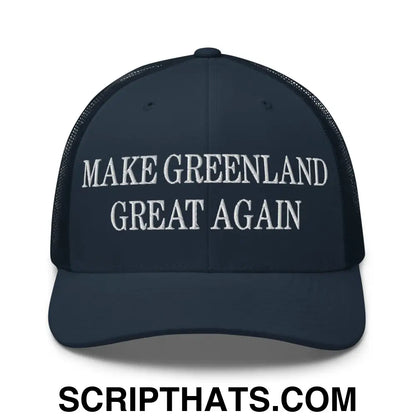 Make Greenland Great Again Embroidered Mesh Trucker Hat Navy