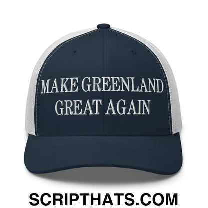 Make Greenland Great Again Embroidered Mesh Trucker Hat Navy White