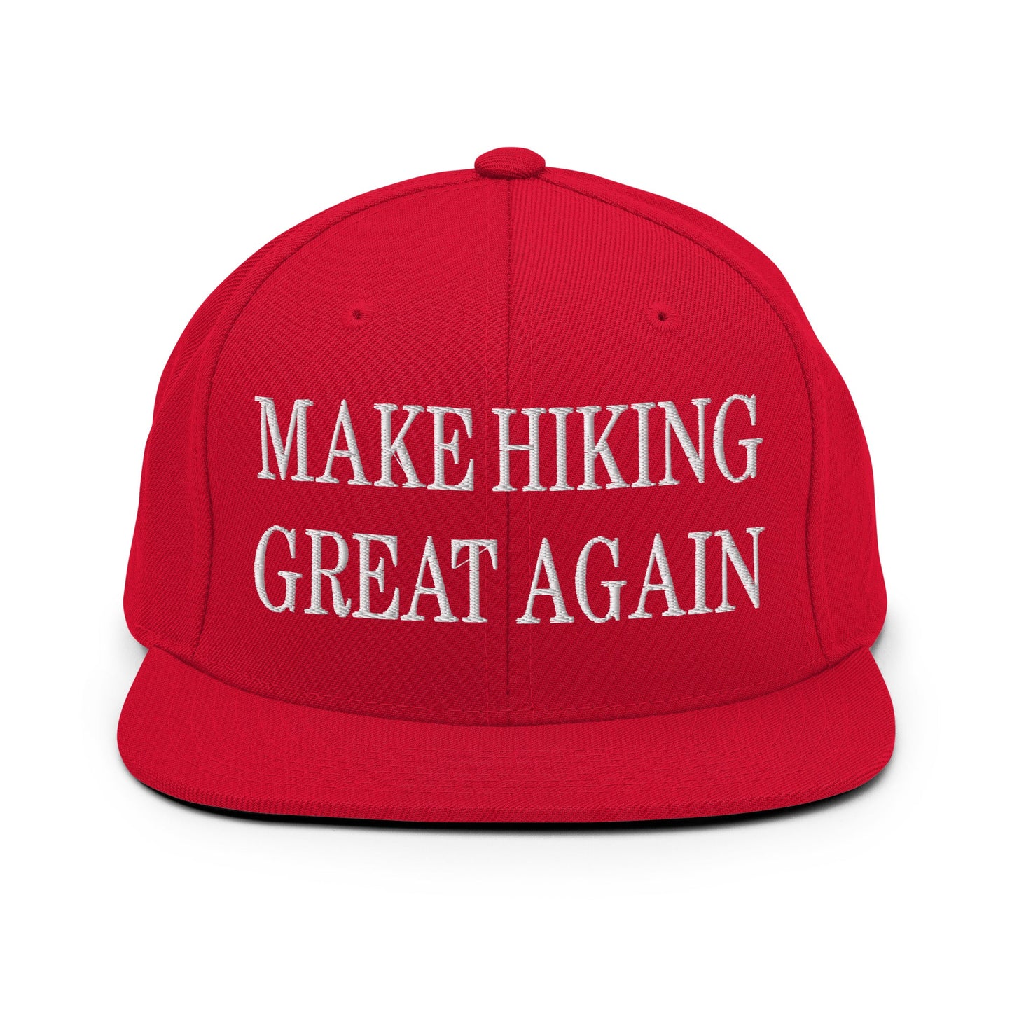 Make Hiking Great Again Embroidered Flat Bill Brim Snapback Hat Red