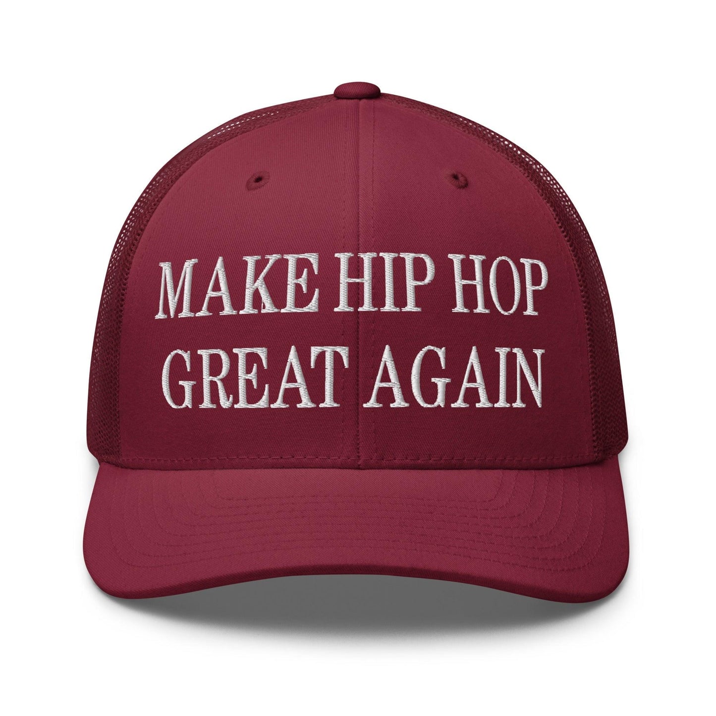 Make Hip Hop Great Again Embroidered Mesh Trucker Hat Cranberry