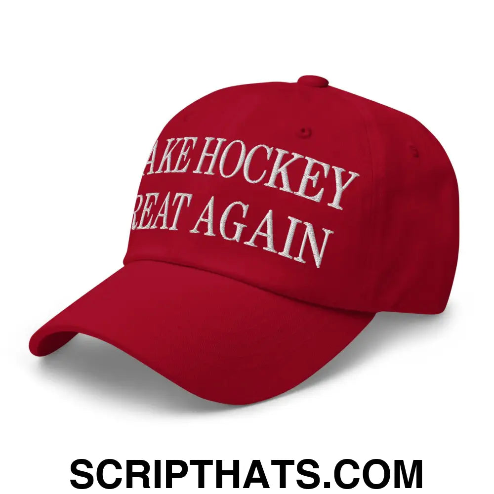 Make Hockey Great Again Embroidered Dad Hat Cranberry