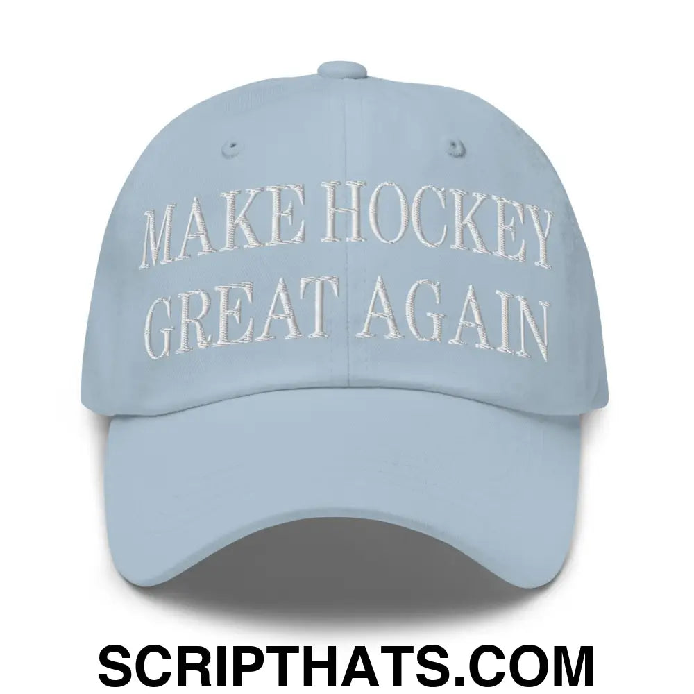 Make Hockey Great Again Embroidered Dad Hat Light Blue