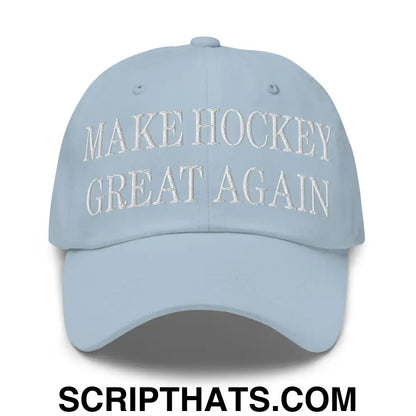 Make Hockey Great Again Embroidered Dad Hat Light Blue