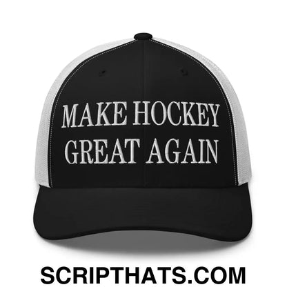 Make Hockey Great AgainEmbroidered Mesh Trucker Hat Black White