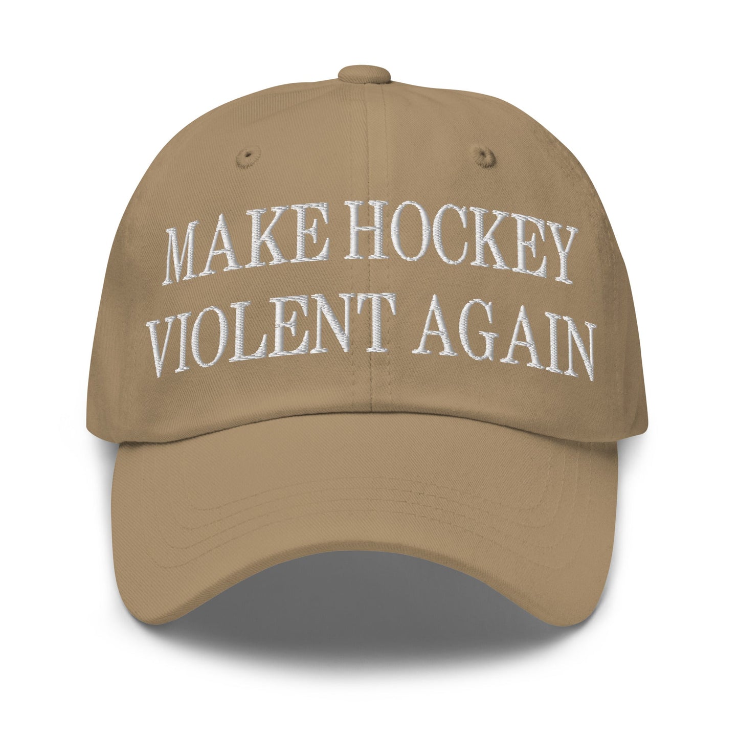 Make Hockey Violent Again Embroidered Dad Hat Khaki