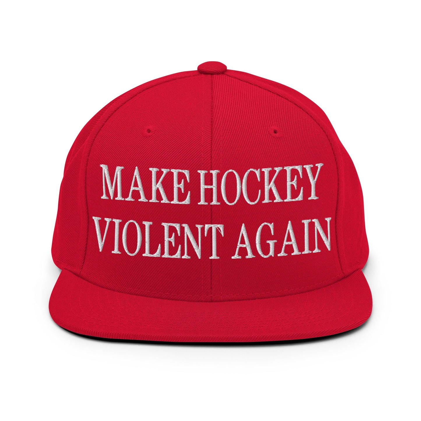 Make Hockey Violent Again Embroidered Flat Bill Brim Snapback Hat Red