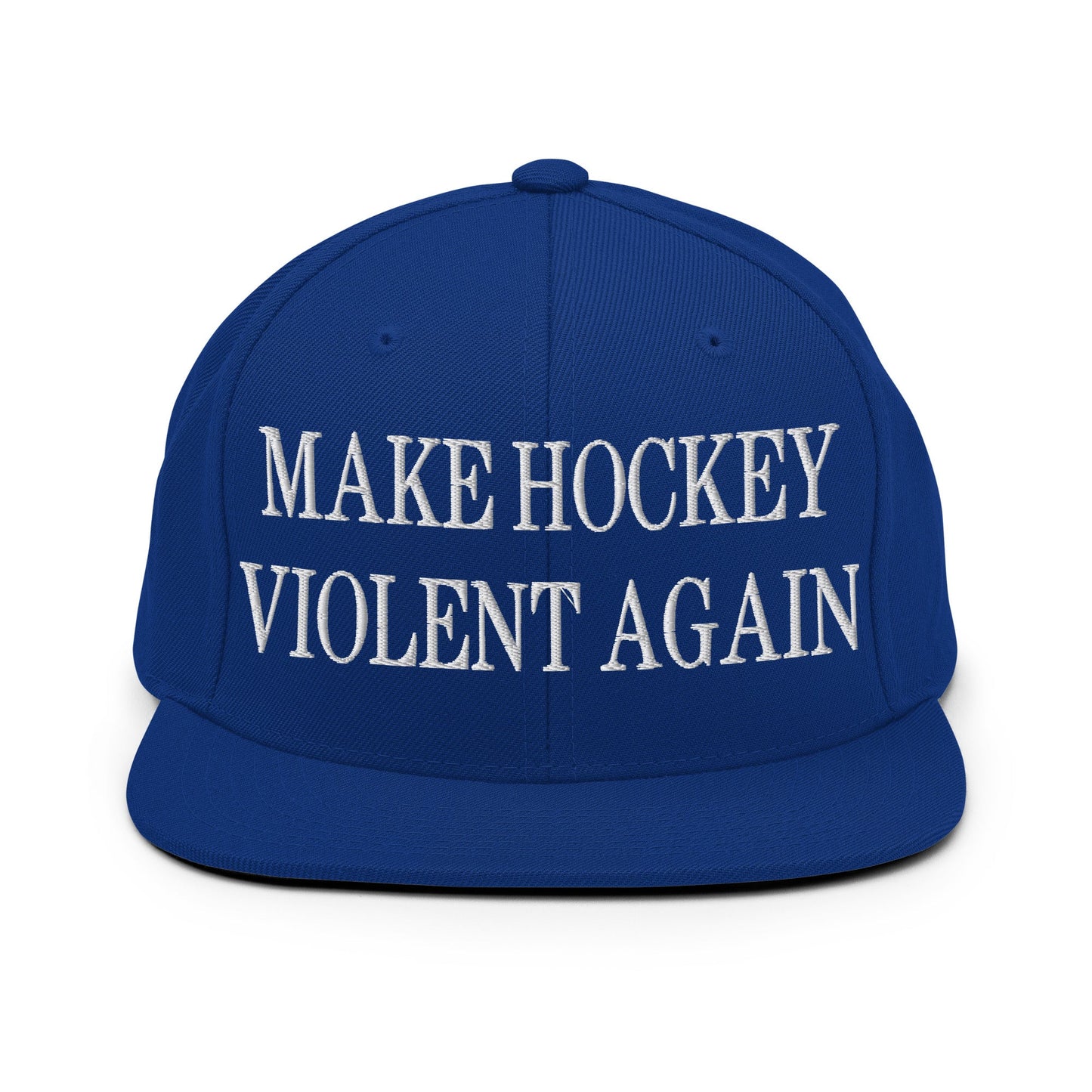 Make Hockey Violent Again Embroidered Flat Bill Brim Snapback Hat Royal Blue