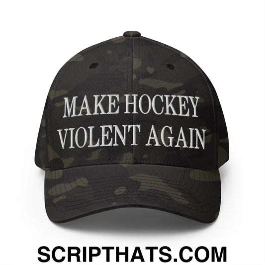 Make Hockey Violent Again Embroidered Stretch Fit Baseball Hat Multicam Black