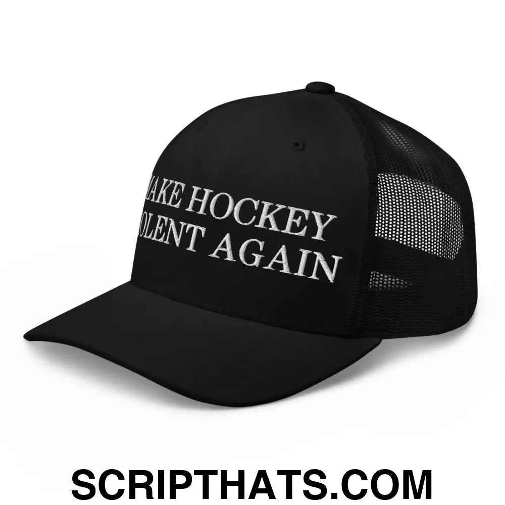 Make Hockey Violent Again Retro Trucker Hat Black