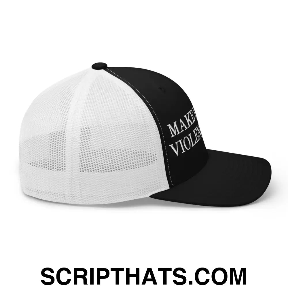 Make Hockey Violent Again Retro Trucker Hat Black White