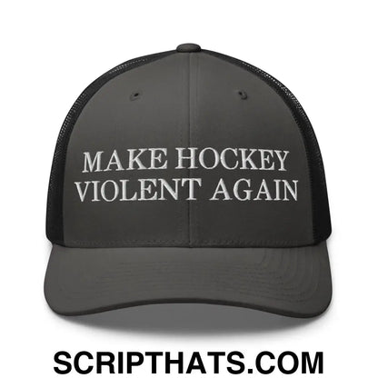 Make Hockey Violent Again Retro Trucker Hat Charcoal Black