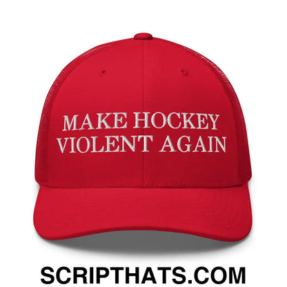 Make Hockey Violent Again Retro Trucker Hat Red