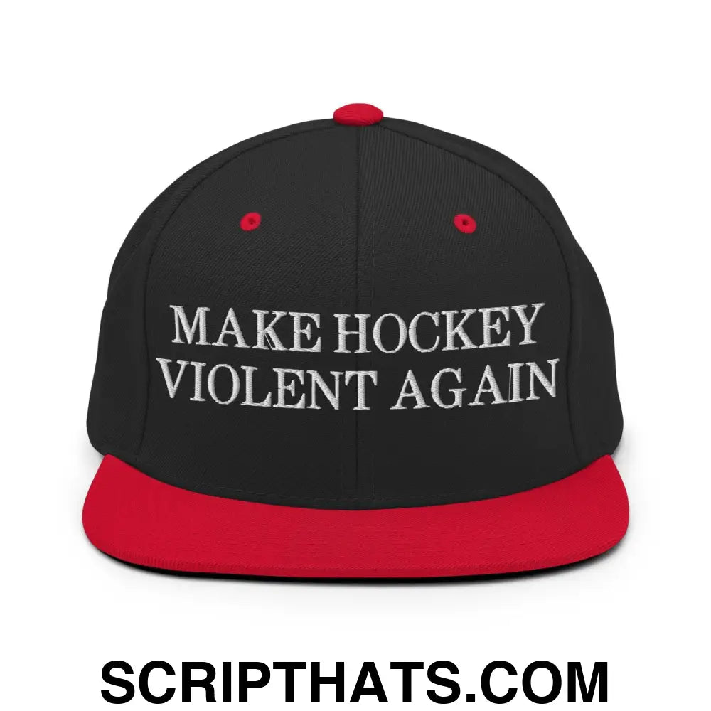 Make Hockey Violent Again Snapback Hat Black Red