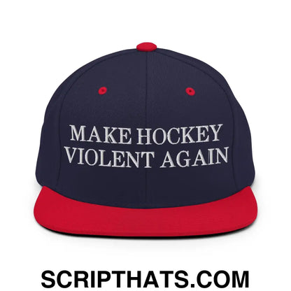 Make Hockey Violent Again Snapback Hat Navy Red