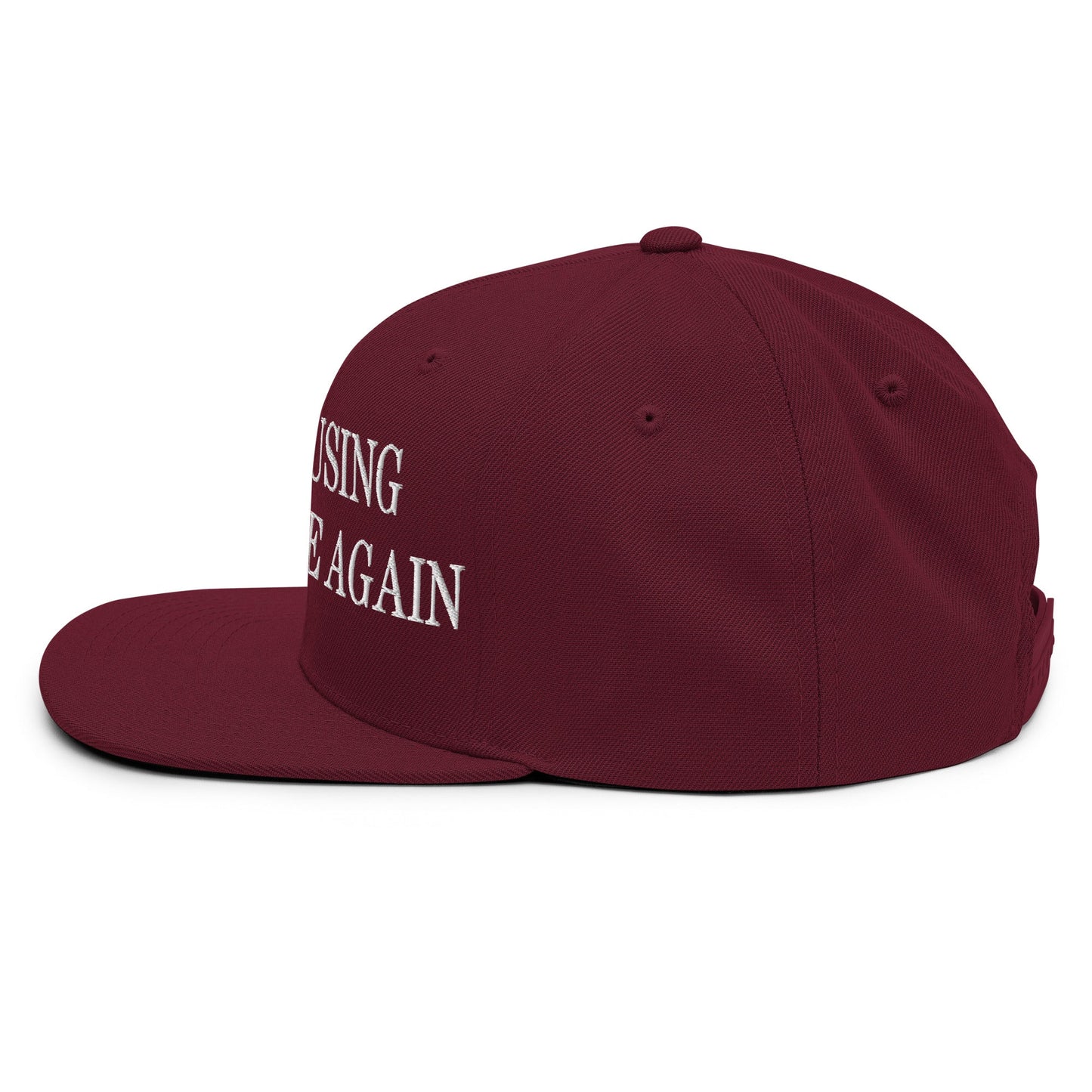 Make Housing Affordable Again Embroidered Flat Bill Brim Snapback Hat Maroon