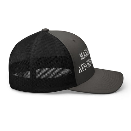 Make Housing Affordable Again Embroidered Mesh Trucker Hat Charcoal Black