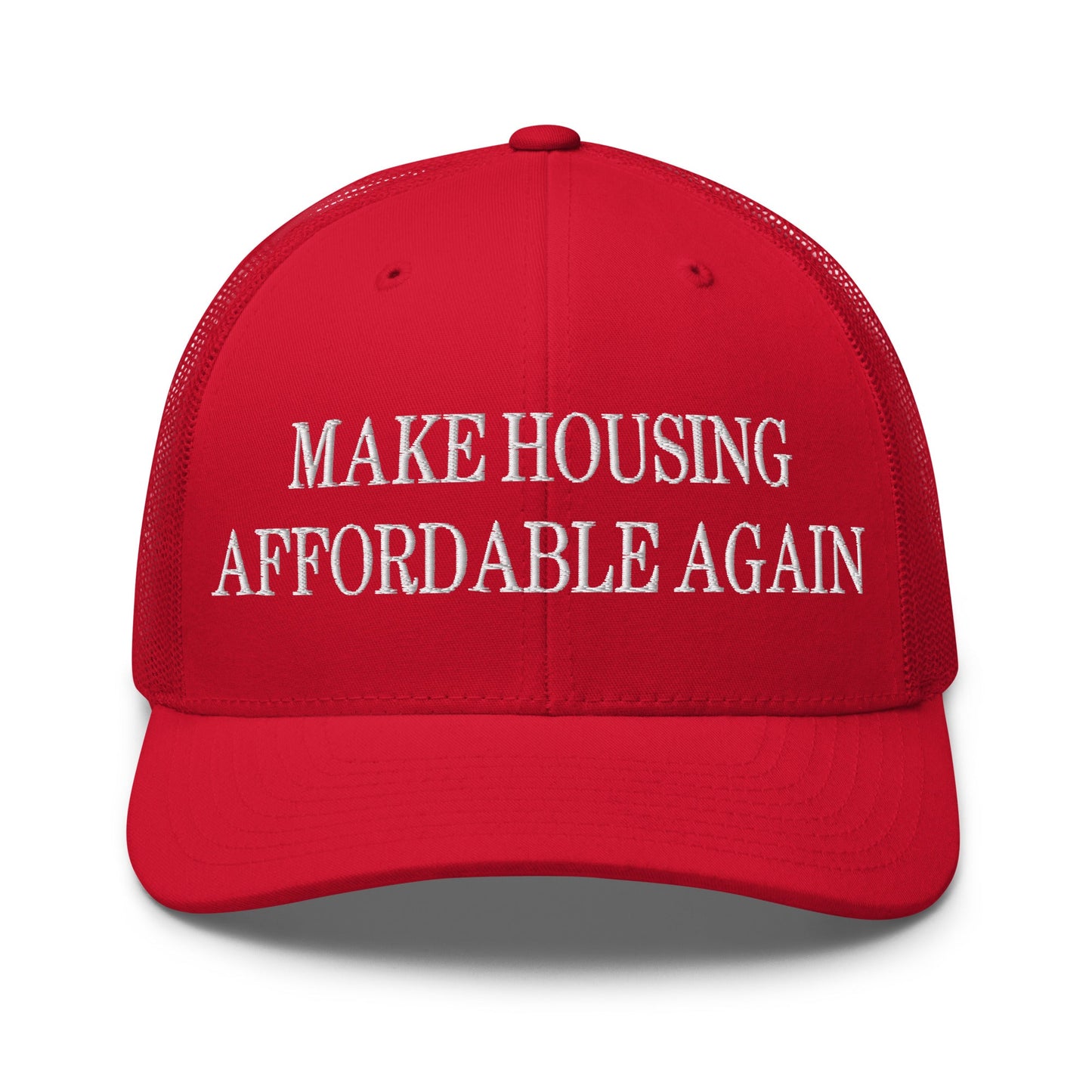 Make Housing Affordable Again Embroidered Mesh Trucker Hat Red