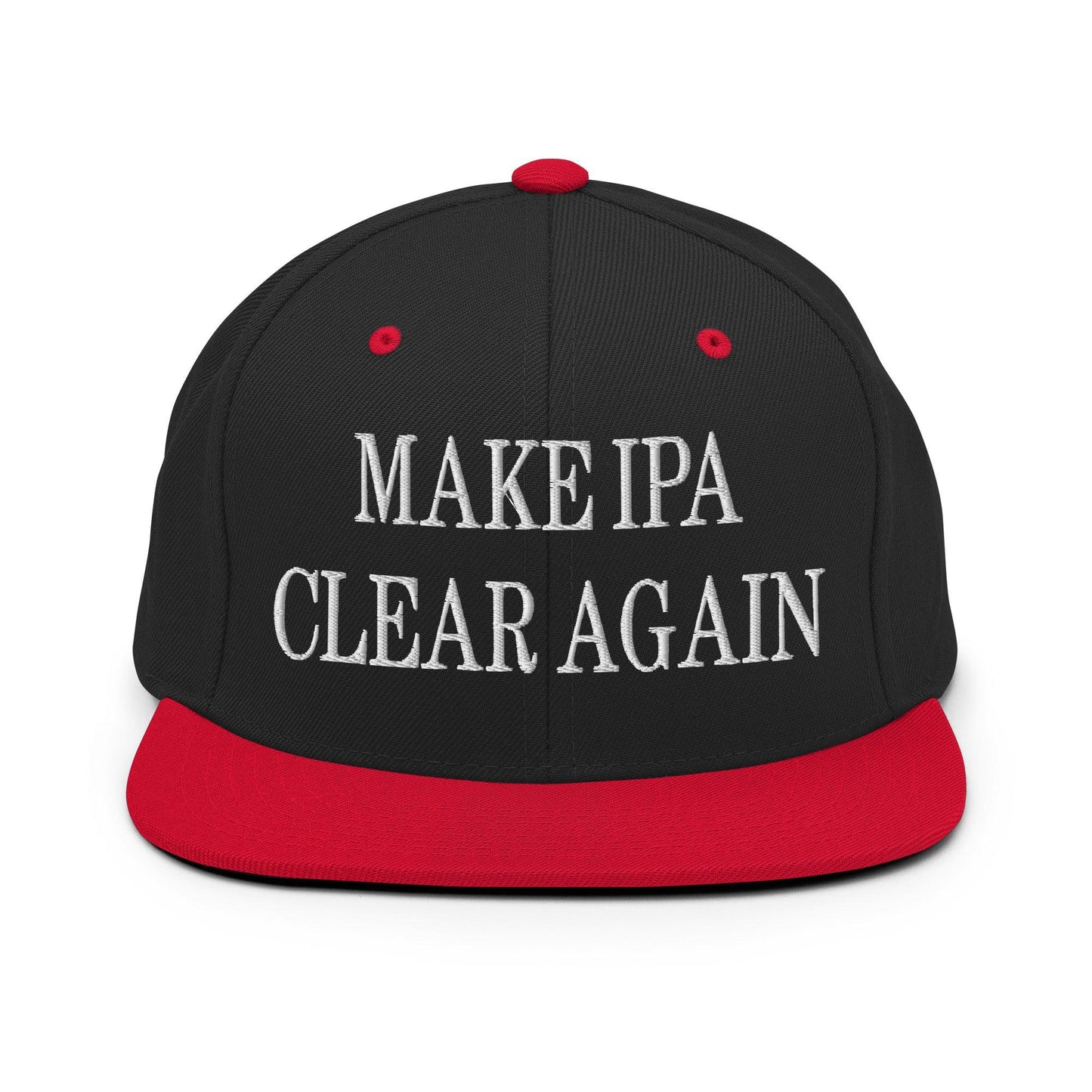 Make IPA Clear Again Embroidered Flat Bill Brim Snapback Hat Black Red