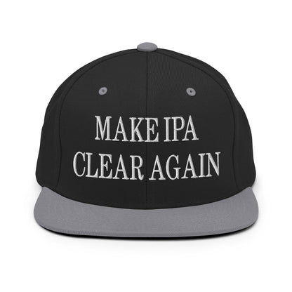 Make IPA Clear Again Embroidered Flat Bill Brim Snapback Hat Black Silver