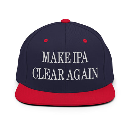 Make IPA Clear Again Embroidered Flat Bill Brim Snapback Hat Navy Red