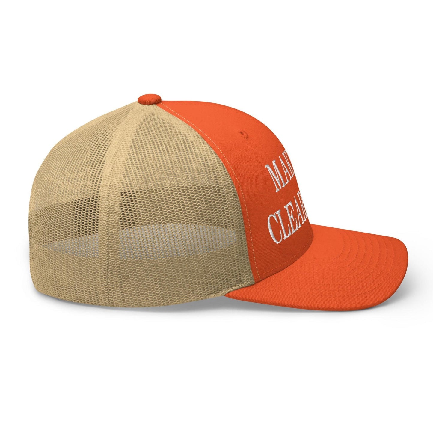 Make IPA Clear Again Embroidered Mesh Trucker Hat Rustic Orange Khaki