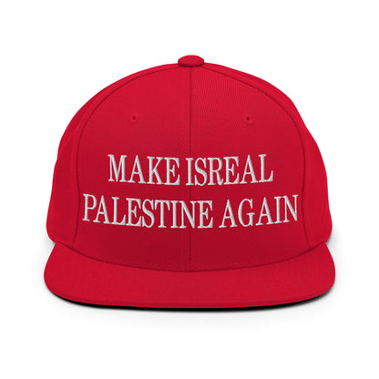 Make Isreal Palestine Again Embroidered Flat Bill Brim Snapback Hat Red