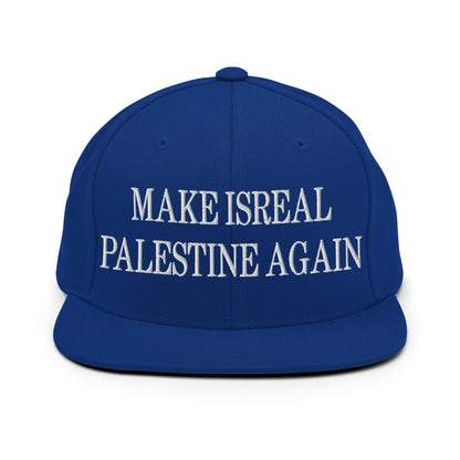 Make Isreal Palestine Again Embroidered Flat Bill Brim Snapback Hat Royal Blue