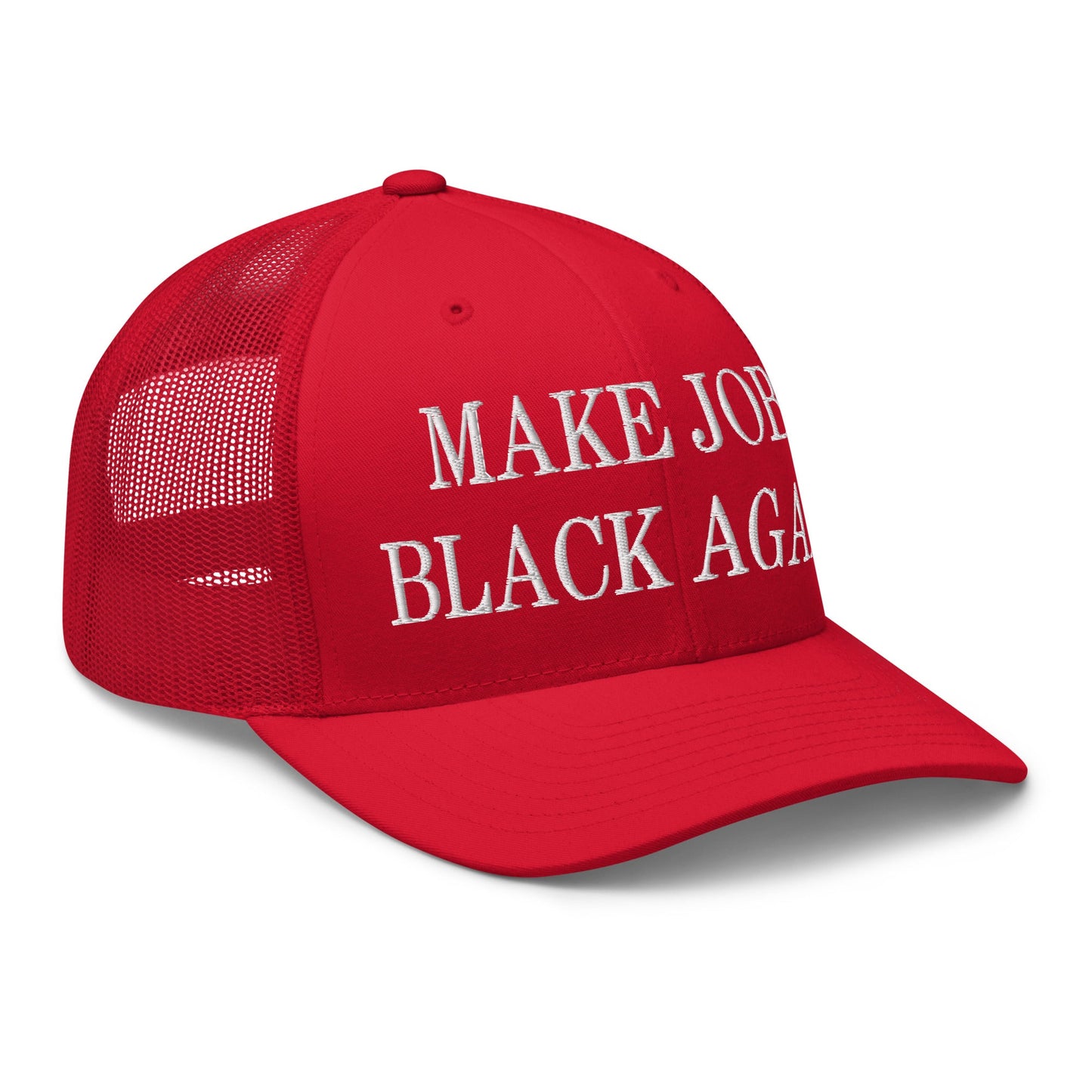 Make Jobs Black Again Embroidered Mesh Trucker Hat Red