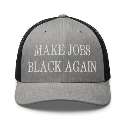 Make Jobs Black Again Embroidered Mesh Trucker Hat Heather Black