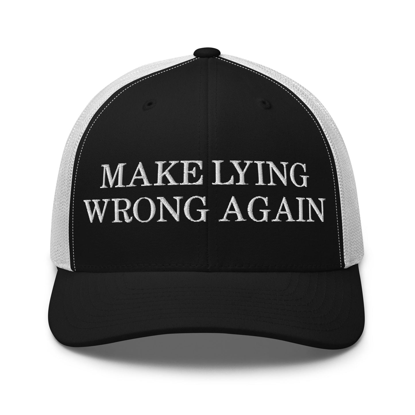 Make Lying Wrong Again Retro Trucker Hat Black White