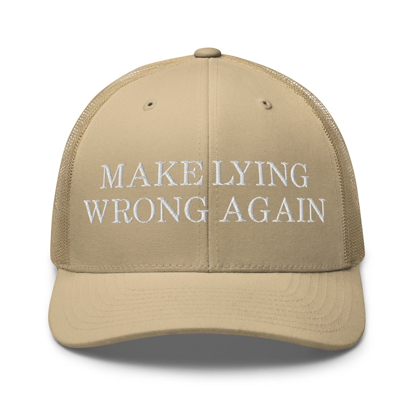 Make Lying Wrong Again Retro Trucker Hat Khaki