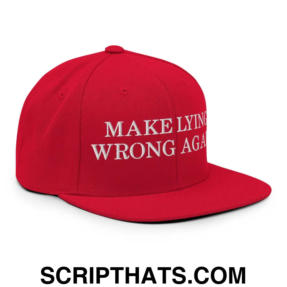 Make Lying Wrong Again Snapback Hat Red