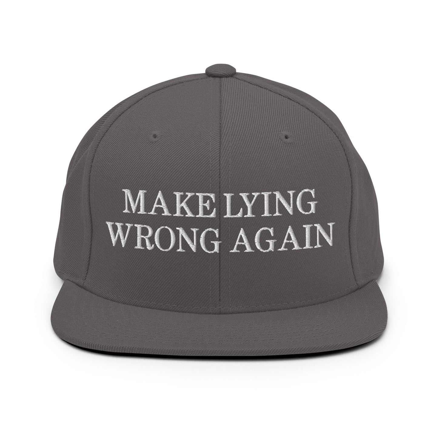 Make Lying Wrong Again Snapback Hat Dark Grey